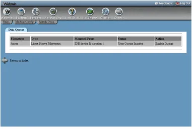 Figure 2.4  The configuration page for the Disk Quotas module.