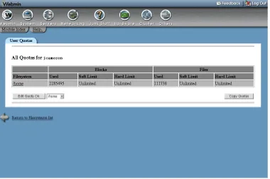 Figure 2.5  An example page from the Disk Quotas module.