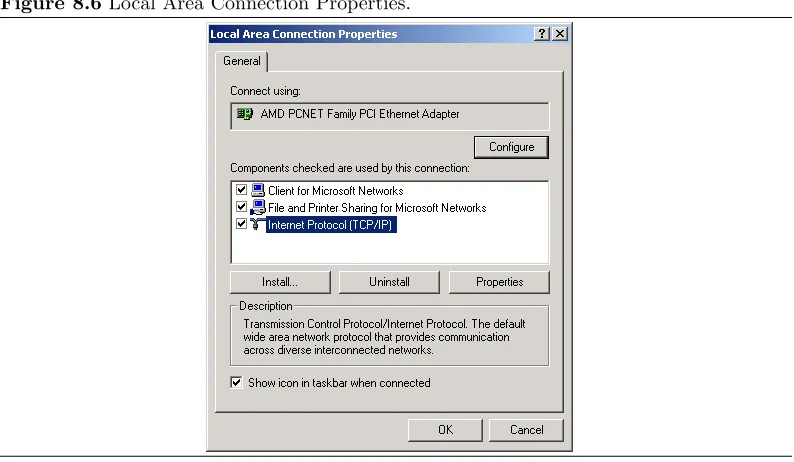 Figure 8.6 Local Area Connection Properties.