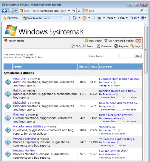 FIGURE 1-7 The Windows Sysinternals Forums.