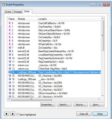 FIGURE 2-5 Process Monitor call stack with information from symbol files.