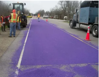 Figure 3. Picture of purple pavement on US59 at WCL of Atchison. 