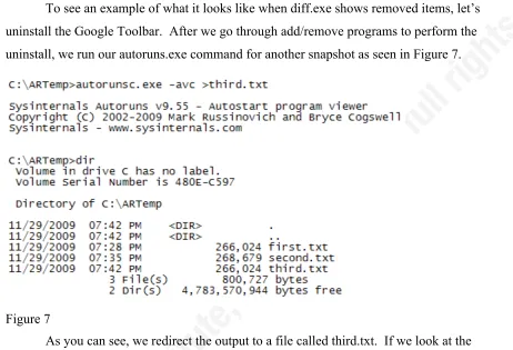 Figure 7 As you can see, we redirect the output to a file called third.txt.  If we look at the 