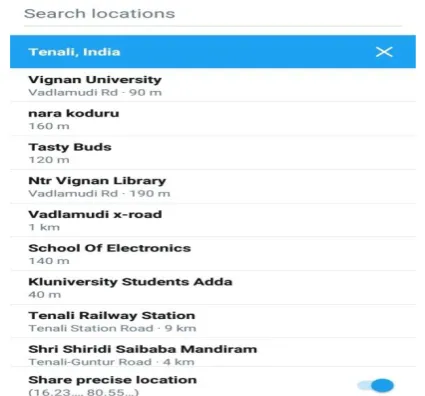 Fig 4 android operating system settings app to enable  share precise location 