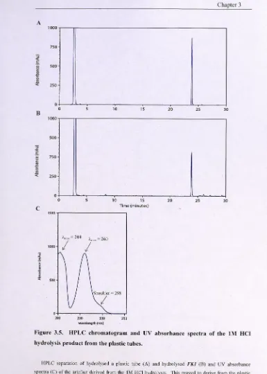 Figure 3.5. HPLC chromatogram and UV absorbance spectra of the IM HCI 