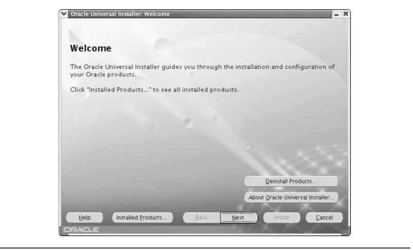 FIGURE 3-3. Welcome page of the Oracle Universal Installer 