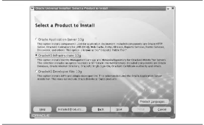 FIGURE 3-5. Select a Product to Install screen of the Oracle Universal Installer 