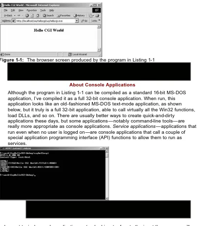 Figure 1-1:   The browser screen produced by the program in Listing 1-1  