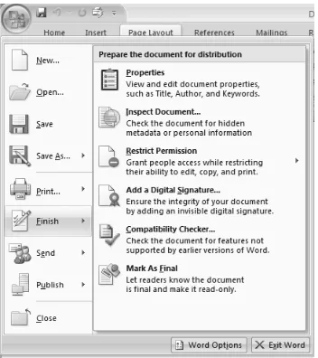 Figure 2-10The Finish command gives you options for checking and protecting your file.