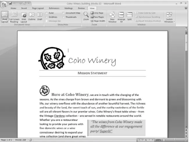 Figure 2-12Switch between windows and change the view by using the commands in the 
