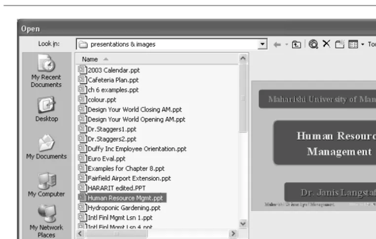 FIGURE 1-4Use the Open dialog box to find existing presentations.
