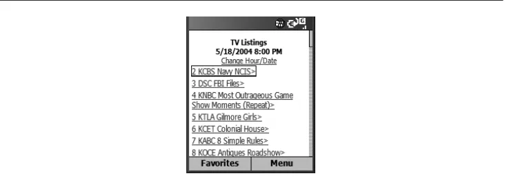 FIGURE 5-6TV Guide Wireless enables you to see what’s on TV.