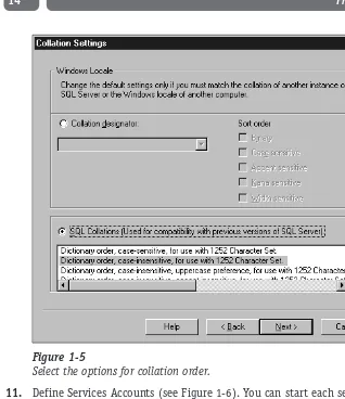 Figure 1-5 Select the options for collation order.
