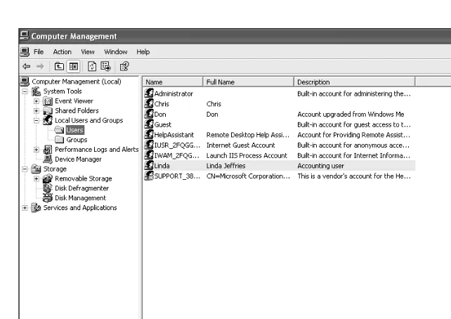 Figure 3-1Managing users and groups with the Computer Managementapplication