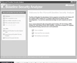 FIGURE 1.2Microsoft Baseline Security Analyzer in action