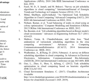 Table 1: COMPARISON OF VARIOUS TASK SCHEDULING ALGORITHMS 