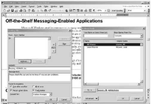 Figure 1.7: Object insertion makes it easy to create sophisticated messaging−enabled applications.The recipient can see the spreadsheet as a graphic image in the message, as shown in the figure