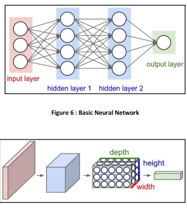 Figure  6  and  7  shows  the  structure  a  regular  neural  network  and a ConvNet respectively 