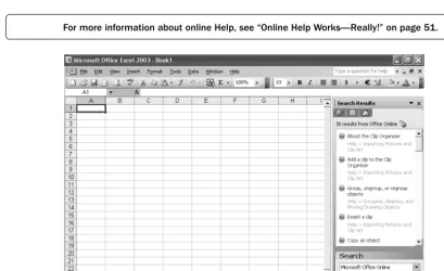 Figure 1-1.f01ie01When you query the online Help system while connected to the Internet, the Search Results task pane displays relevant online and offline topics.
