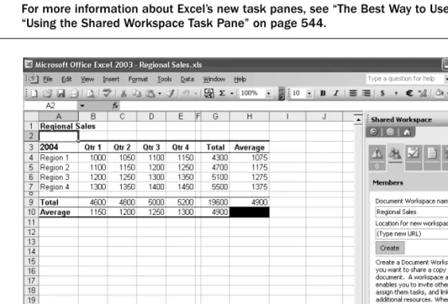 Figure 1-3.f01ie03The Shared Workspace task pane allows you to create centralized document workspaces for group collaboration using user-level permissions.