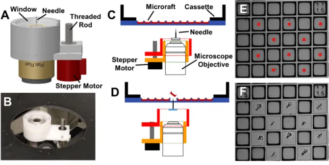 Figure 2.4 Motorized microraft release. (A) Schematic of the motorized needle-release system