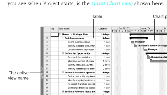Table Chart portion of the view 
