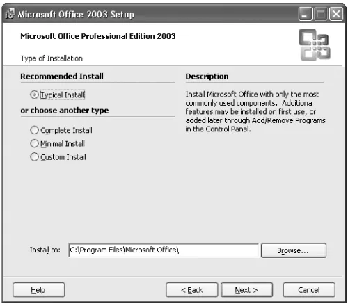 Figure 2-1.The installation type you select in the fourth Setup dialog box deter-mines the basic set of components that are installed