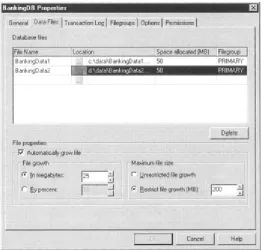 Figure 2.4: Increasing the size of a database file  