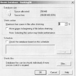 Figure 2.6: Shrinking a database using the SQL Server Enterprise Manager  