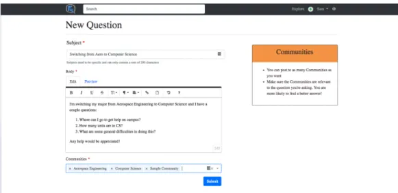 Figure 10: New question posting to Aerospace Engineering, Computer Science, and Sample Community