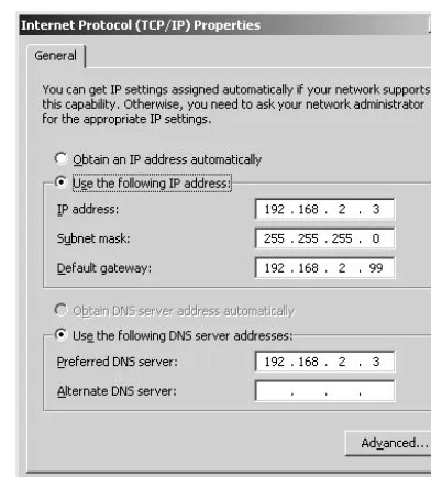 Figure 2-8 The Internet Protocol (TCP/IP) Properties dialog box 