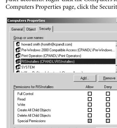 Figure 6-1.Creating the RISInstallers group.