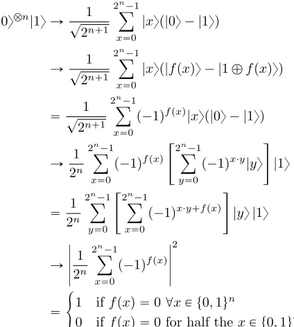 Figure 4.5: Quantum circuit for the Deutsch-Jozsa Algorithm (Nielsen and Chuang, 2002)