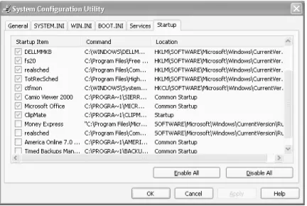 Figure 1-5. The Startup tab of the System Configuration Utility