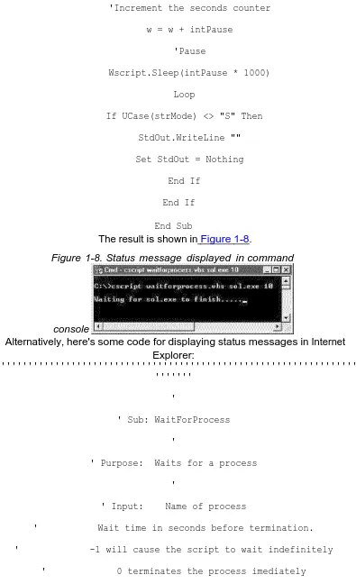 Figure 1-8. Status message displayed in command 