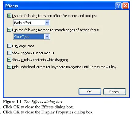 Figure 1.1  The Effects dialog box 6.  Click OK to close the Effects dialog box.