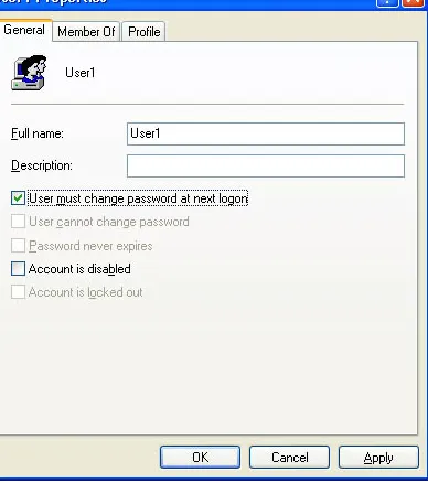 Figure 3.10   The General tab of the Properties dialog box for a user account 