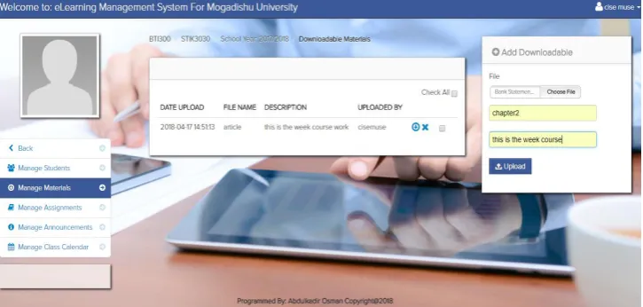 Fig. 5 Manage Course Material 