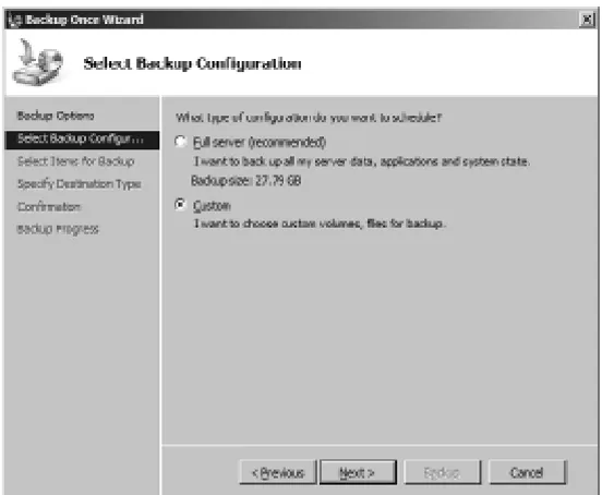 Figure 5.32Selecting the backup configuration.