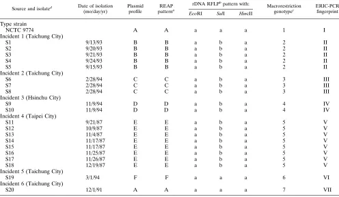 TABLE 1. Characteristics of S. sonnei isolates examined in the present study