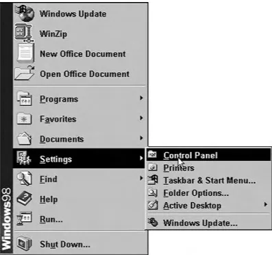 Figure 2-1: Selecting the Control Panel.