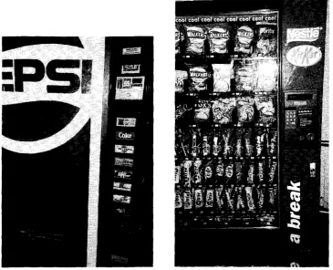 Figure 2.3 Two vending machines, (a) one selling soft drinks, (b) the other selling a range of snacks