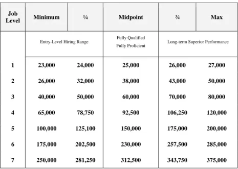 Figure 3.2: Sample Salary Ranges for a MFI 