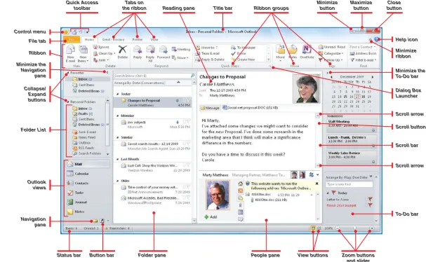 Figure 1-3: The default Outlook window is used for handling mail.
