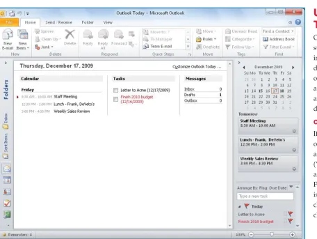 Figure 1-5: Outlook Today provides a summary of information for the current day, such as appointments and tasks.
