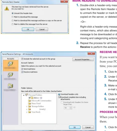 Figure 2-7: Outlook can be set up to download only headers for all messages.