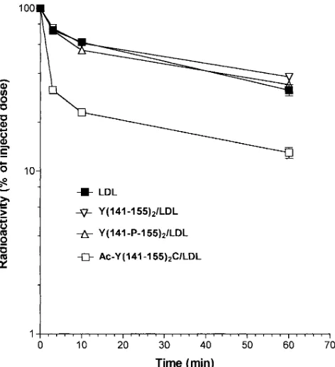 Figure 6. Effect of Heparinase I treatment of human skin fibroblasts AcY(141–155)on the ability of apoE peptides to enhance 125I-LDL binding