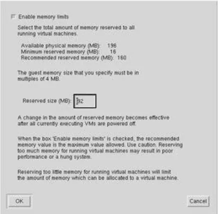 Figure 4.9: VMware host reserved memory settings (Linux host)