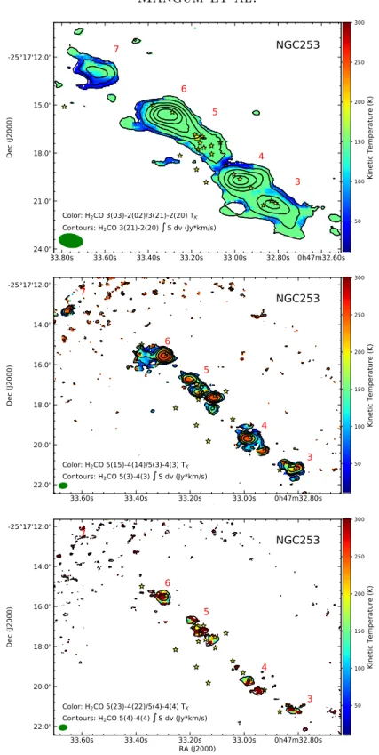 Figure 4. Kinetic temperature images derived from H 2 CO integrated intensity ratios: