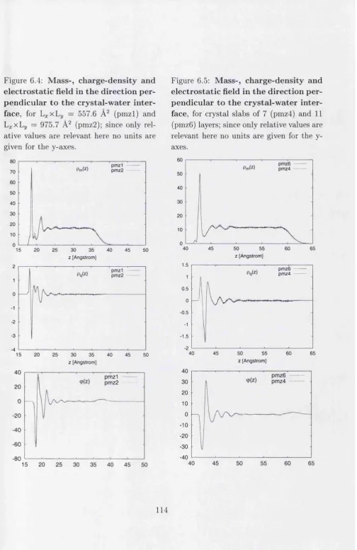 Figure 6.4: M ass-, charge-density and 